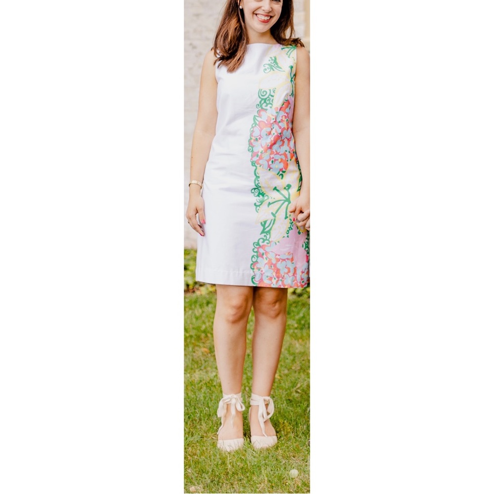 LILLY PULITZER White Floral Sheath Dress Size 6